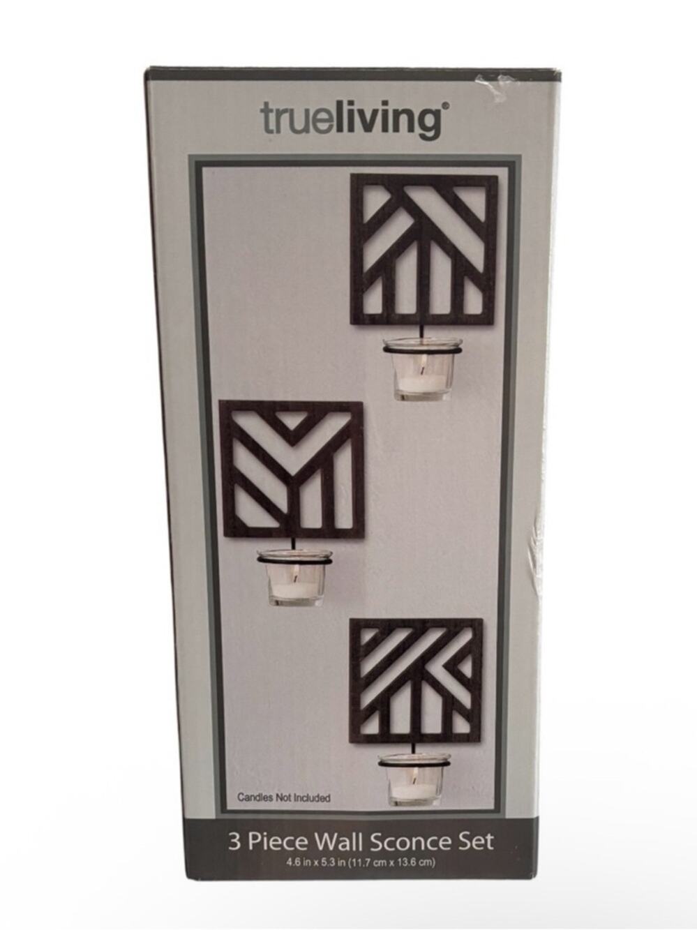 3 Piece Brown Geometric Wall Sconce Set for candles